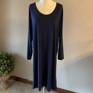 A:GLOW navy blue maternity long sleeve dress. Jersey stretch midi XXL minimalist
